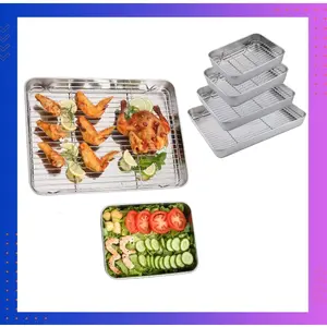 Eggy Loyang Nampan Tray Grill Pan Oven Stainless 430 dengan Frame Mesh EG35 Bahan Stainless Steel 430 untuk Memasak Lebih Mudah dan Tahan Suhu Tinggi