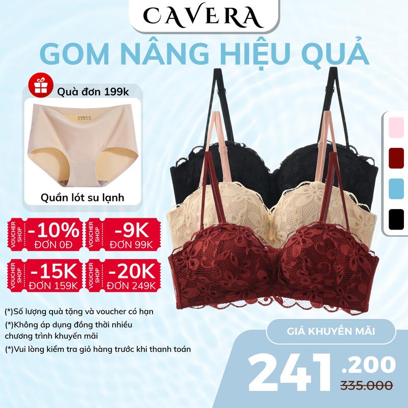 Set 3 Áo bra ren CAVERA nâng độn ngực không gọng mút bàn tay 1,8cm đúc masage êm ái cho bầu ngực của nàng Nữ A5464