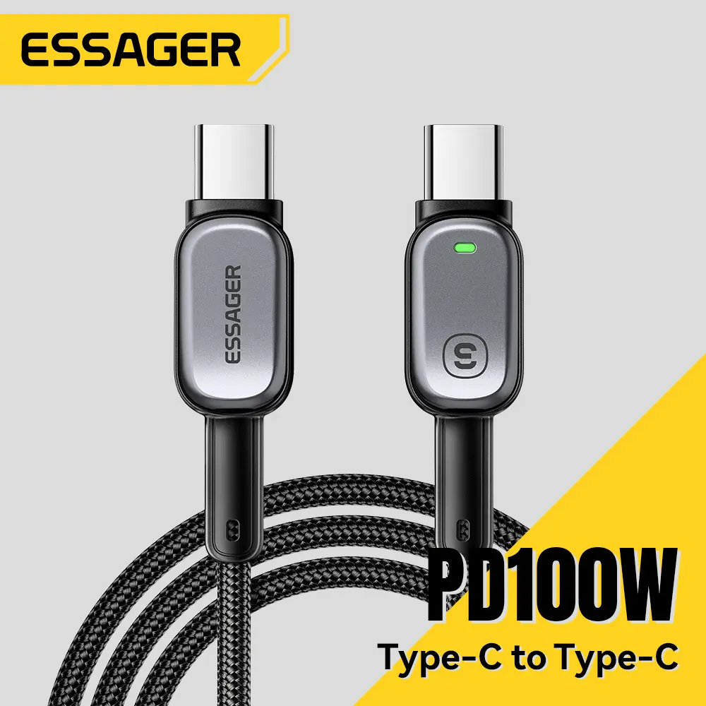 Essager LED 100W Type C to Type C Cable For iPhone 16 15 Xiaomi Huawei 5A/3A PD Fast Charging For Macbook iPad Pro Tablet Laptop