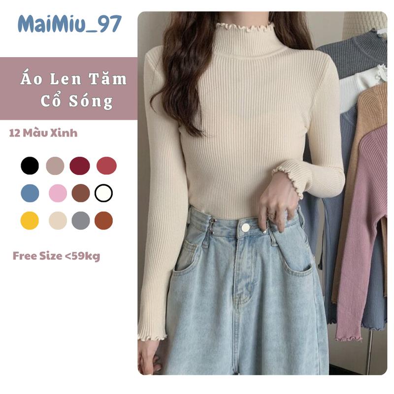  Áo Len Cổ Sóng Cao Cấp Nữ Áo Len Giữ Nhiệt Cổ 3P Nhún Mềm Mịn Ấm Thu Đông Dáng Ôm Body Cổ Cao Hàng Quảng Châu Cao Cấp 