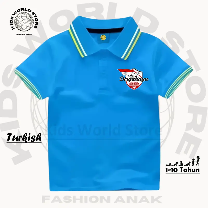 KIDS WORLD STORE Atasan Kerah Wangki LOGO DIRGAHAYU 80TH INDONESIA MERDEKA 17 AGUSTUS 2025 1