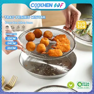 【COD】COOKHEN Tirisan Minyak Penggorengan Frying Oil Food Strainer Water Drain Stainless Steel