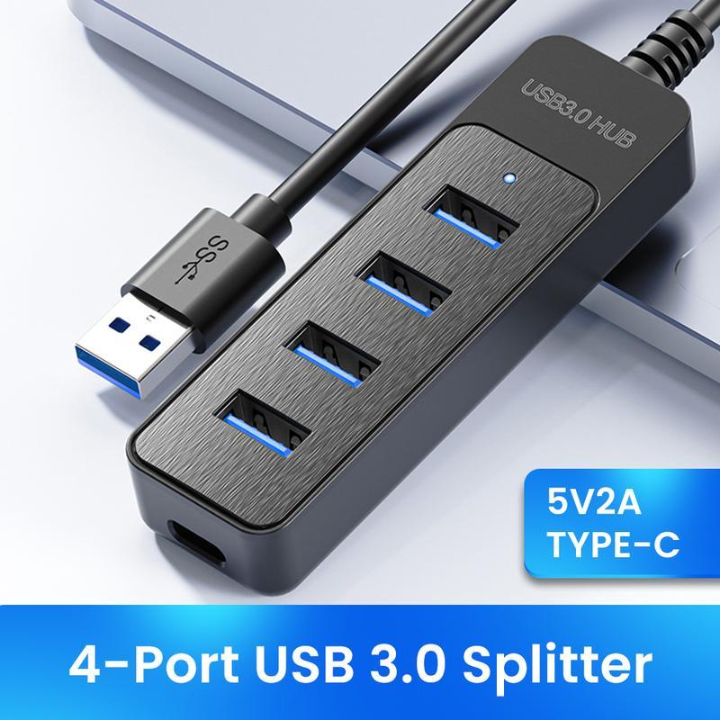 Bộ Chuyển Đổi Nguồn USB 3.0, Hub Bộ Chia USB Nhiều 4 Cổng, USB Hub 2.0 Loại C, Bộ Mở Rộng Nhiều, Tốc Độ Cao, Phụ Kiện Máy Tính