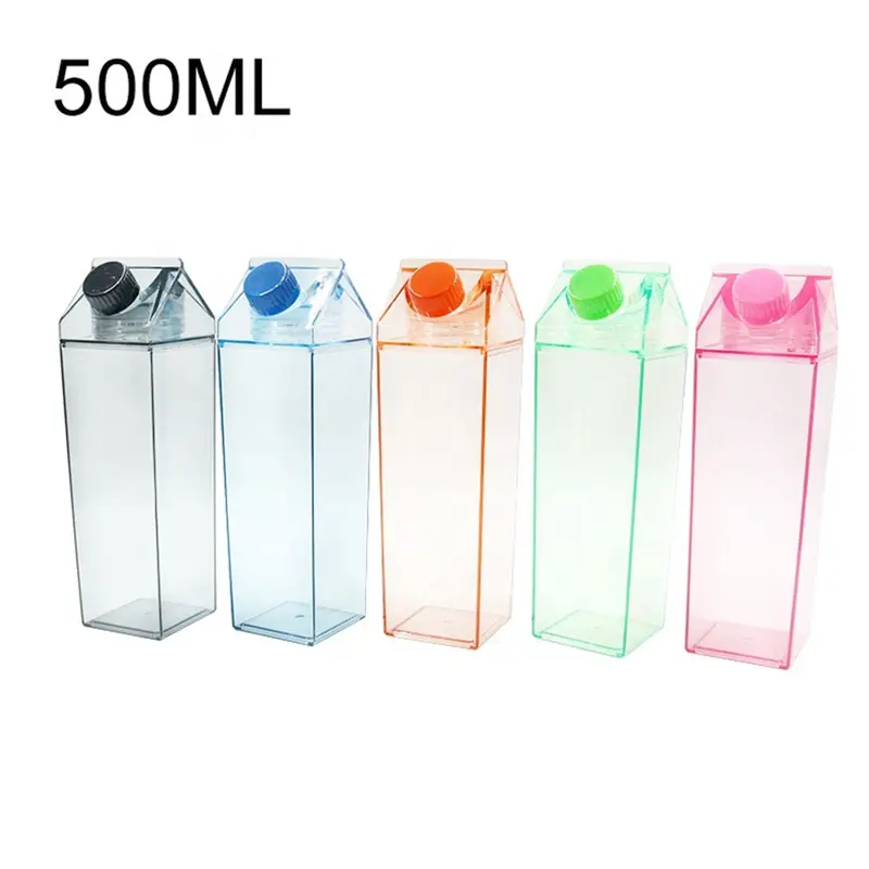 Bình Nước Carton Sữa, Dung Tích Lớn 500ml, Cầm Tay, Bình Nhựa, Thích Hợp Cho Trà, Nước Trái Cây, Trong Suốt, Lý Tưởng Cho Các Hoạt Động Ngoài Trời, Bình Sữa 8
