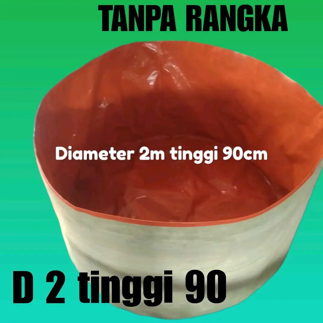 Kolam Terpal Bulat  Tanpa Rangka Diameter 2m/200cm tinggi 90cm Untuk Budidaya Iksn Lele Nila Gurame Gabus Udang Belut Dll