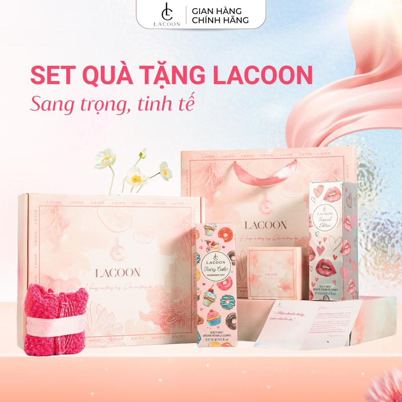  Lacoon Set Hộp Tặng Body Mist 250ml Full Box – Hương Nước Hoa Chính Hãng - Combo Quà Tặng Nữ Sang Trọng Tặng Nến Thơm + Tặng Thiệp + Găng Tay + Dây Buộc Tóc + Túi Giấy Sang Trọng 