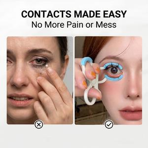 Contact lens installation tool, eye opener tool for wearing lenses within 3 seconds, easy to use tool for beginners, suitable for long nails, professional eyelid stretching tool, safe soft silicone material, hygienic, eye care accessories
