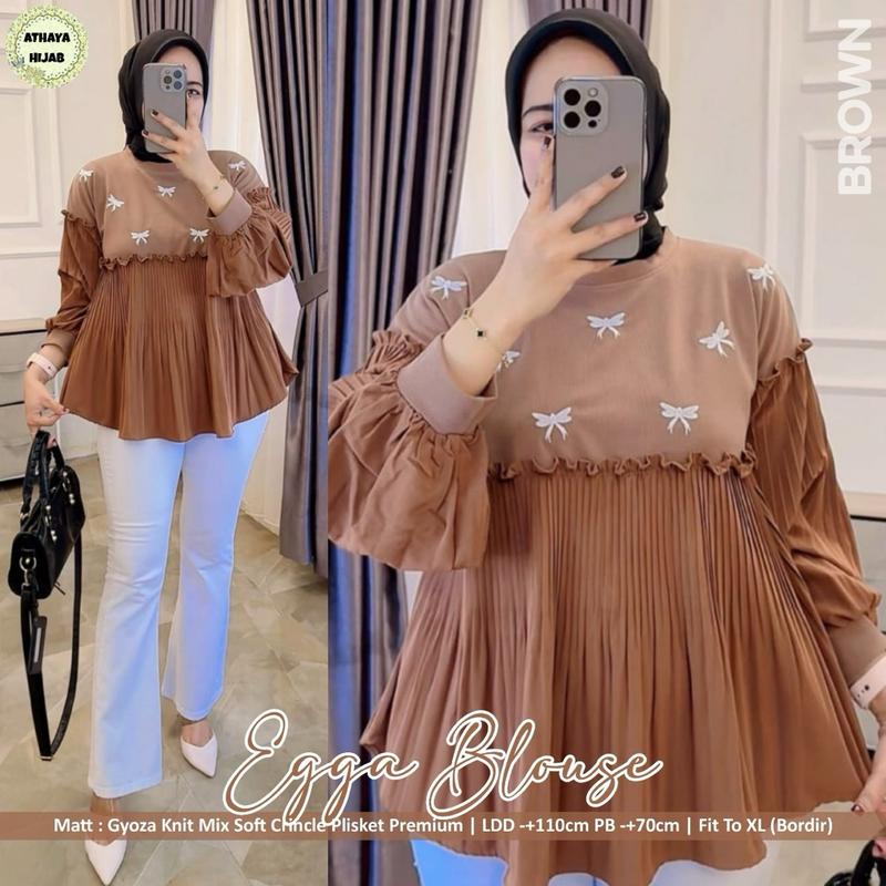 BLOUSE KNIT CIQITA ATASAN WANITA MIX BORDIR PITA Top Casual 6