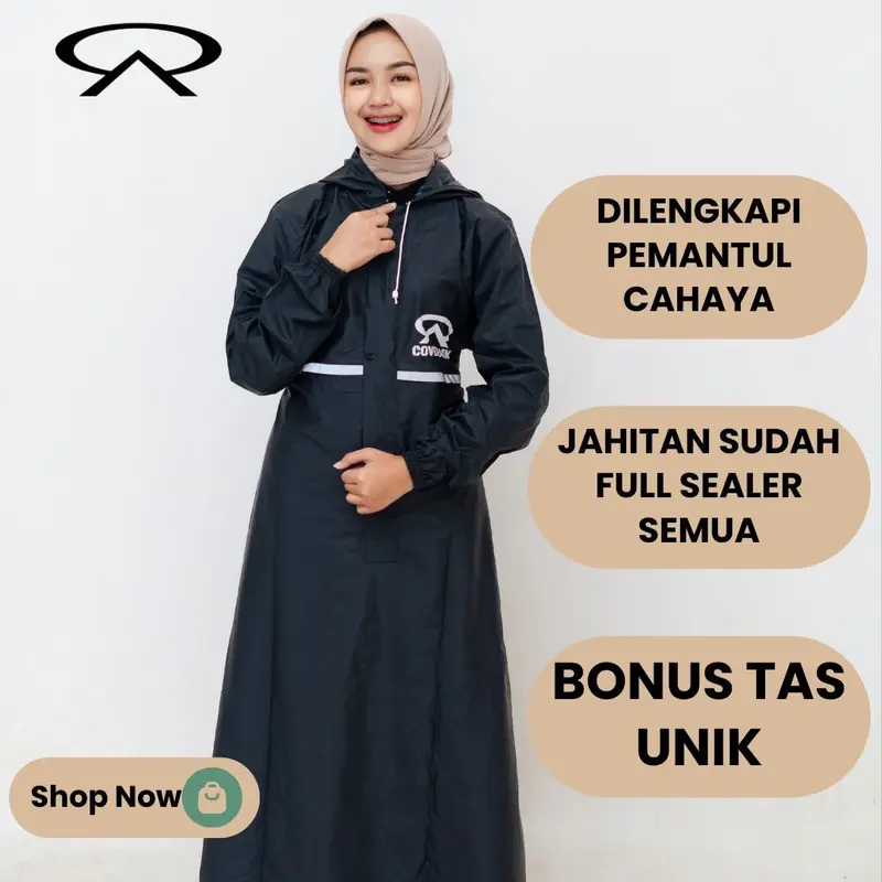 Coverain Jas Hujan Pria Wanita Gamis Full Seal Press Bahan PVC Karet Tebal Elastis Kuat Anti Rembes 0