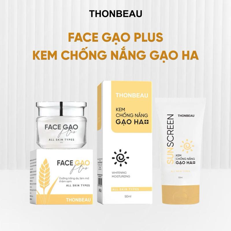 Kem Face Gạo Plus 25gram + Kem Chống Nắng GẠO HA Chai Lớn 60ml - Skincare Chăm Sóc Da Làm Đẹp Da Son Serum