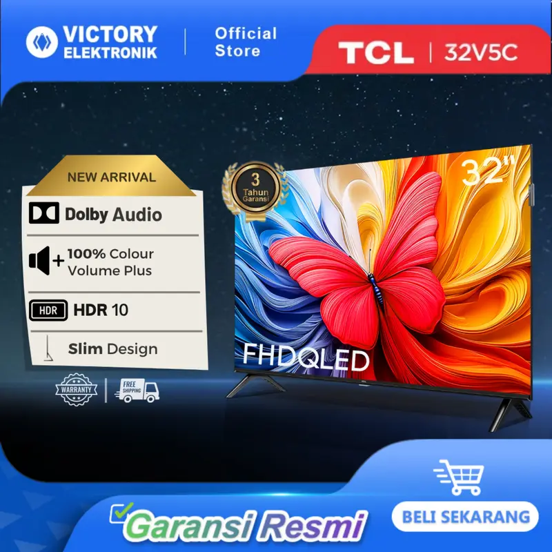 [Mid Month SALE] [Ultimate 2K QLED TV] TCL 32 inch V5C - 2K FHD - QLED - HDR 10 - Multiple Eye Care - Dolby Audio - Bezel-less (Model: 32V5C) 0