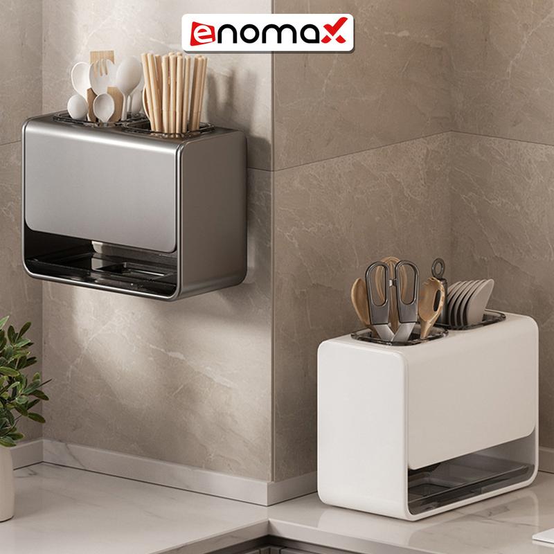 Hộp đựng đũa Enomax, đựng muỗng thìa nhà bếp treo tường hoặc để bàn chất liệu Thép Carbon cao cấp. Bảo hành 10 năm