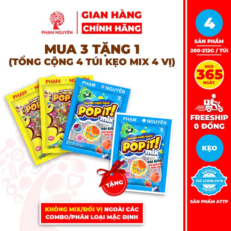 MUA 3 TẶNG 1 Tổng cộng 4 Túi Kẹo Popit mix 2 vị kẹo Socola sữa và kẹo Dẻo Thiên thạch | Đồ Ăn Vặt