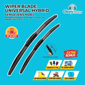 Wiper Mobil Hybrid Blade Universal Bonus 5 Item 1 Set Kiri dan Kanan Pembersih Kaca Depan Karet Kendaraan