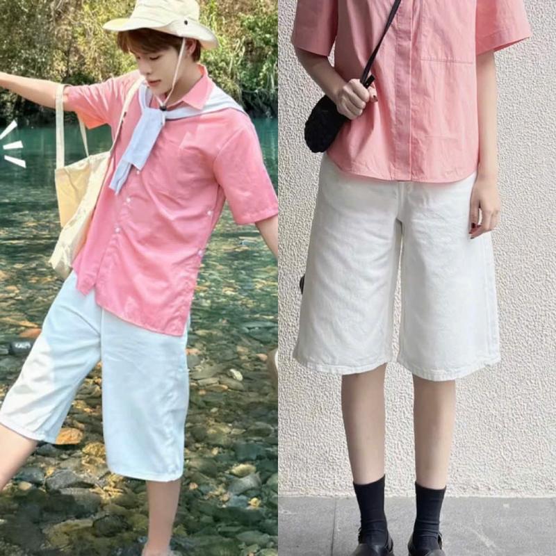 [Deal Mở Bán] Quần Short Jean Qua Gối Ống Rộng Màu Trắng Mr Smile 99 Shop QN036 Nam Menswear