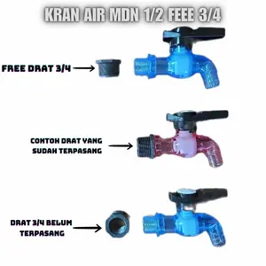 (4PCS/8PCS) Kran Air Transparan MDN Ukuran 1/2 Free Drat 3/4 Keran Air Serbaguna Multifungsi