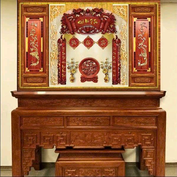 Tranh dán bàn thờ phòng thờ 3d Treo Tường Decor Phòng