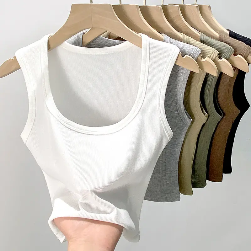 Small suspender vest for women with U-shaped beautiful back cover top and hot girl short base shirt for summer