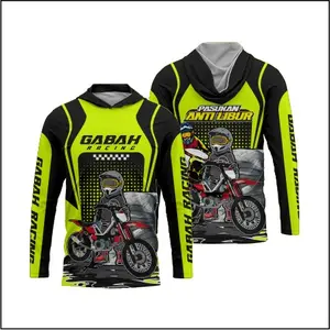 Jersey Komunitas Gabah Racing Kupluk Tangan Panjang Hoodie Full Printing Bahan Adem Nyaman