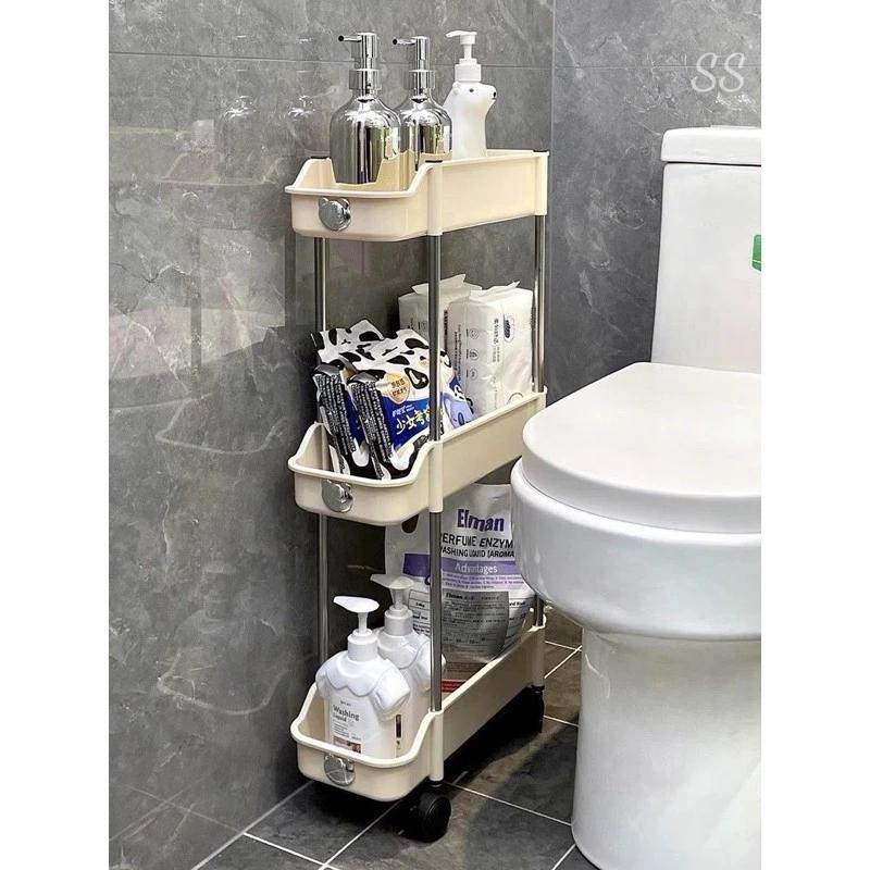  Kệ Nhựa 3 Tầng Để Góc Hẹp Logo Gấu và Kệ Nhựa Để Chai Lọ 3 Tầng Có Bánh Xe Siêu Tiện Lợi 