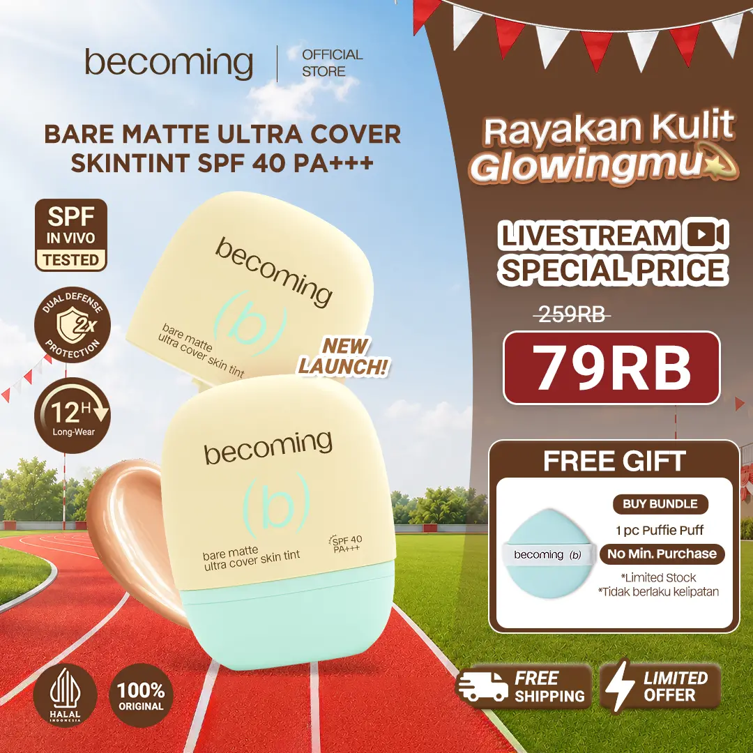[SPECIAL LIVE] becoming Bare Matte Ultra Cover Skin Tint | SPF 40 PA+++ | Buildable Medium Coverage Skintint | Lightweight Daily Base | Skin-like Semi-Matte Finish | Dermatologically Tested | Fragrance Free 30gr