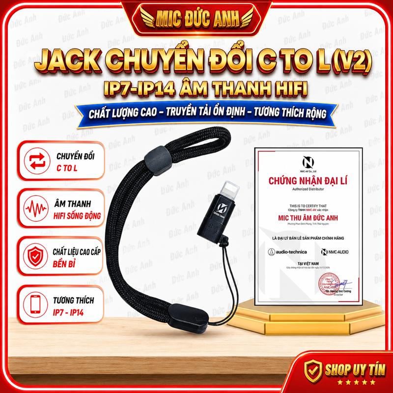 Đầu Jack Chuyển Đổi NMC Type-C Sang Chân Táo Hãng Zin Bóc Máy, Phụ Kiện Thu Âm và Livestream Dùng Cho IOS