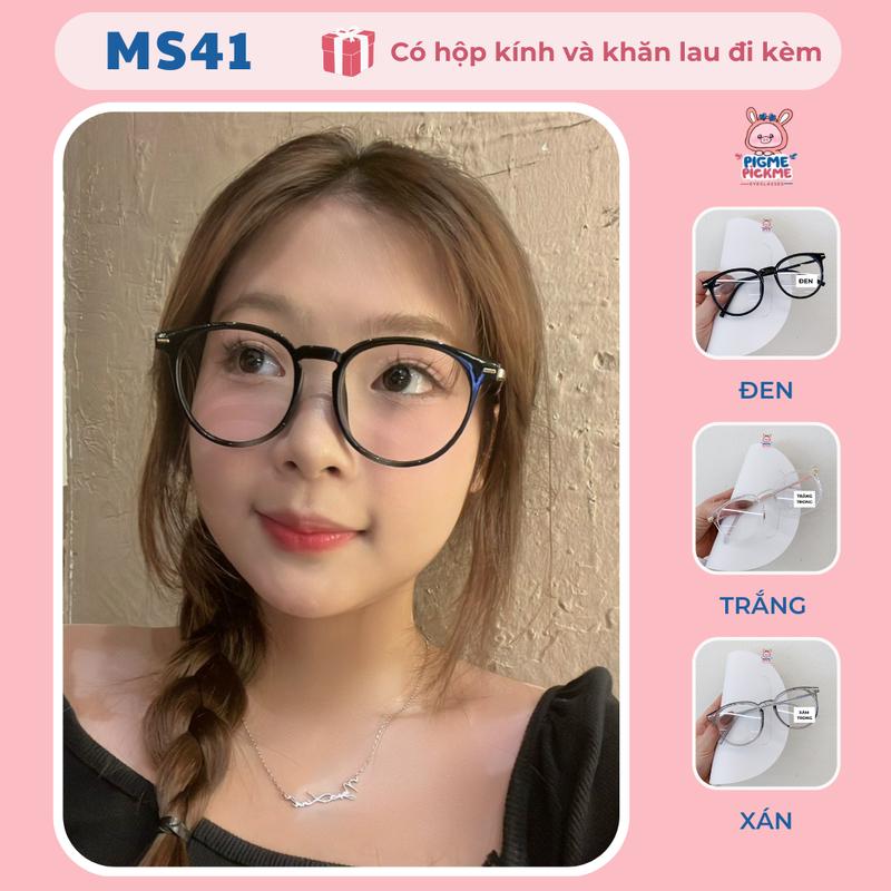 Gọng kính cận nữ mắt tròn kim loại phối nhựa chắc chắn, dễ đeo phong cách trẻ trung năng động Pigme MS41