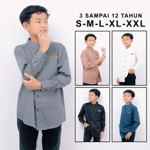 KawiKa - Baju Koko Kemeja Anak Laki Laki Lengan Panjang| Kemko Kerah Shanghai Anak Cowok 3-12 Tahun