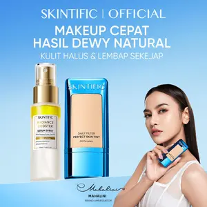 【New】SKINTIFIC 2pcs Makeup Skintint + Glowing Serum Spray 50ml Glowing Seharian, Gak Takut Kusam! |  Skin Tint: Meratakan warna kulit & bikin cerah natural , Glowing Serum Spray: Melembapkan