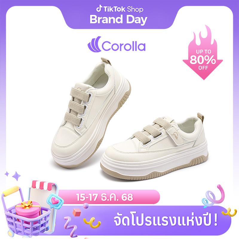 【10.25ใหม่】Corolla Velcro Three Shoes รองเท้าผ้าใบผู้หญิง  รุ่นใหม่ พื้นหนา กันลื่น รองเท้าทรงลำลองไ