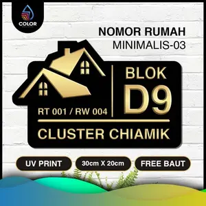 Nomor Rumah 30 x 20 cm / Bahan Akrilik / Laser Cutting