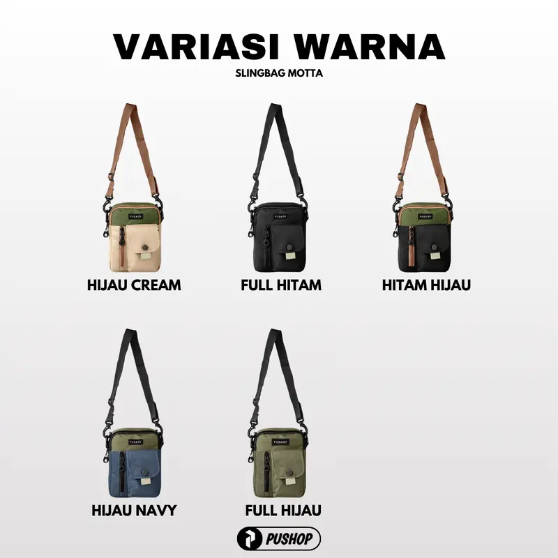 PUSHOP PAKET KOMBO HEMAT Tas Selempang Pria Wanita - Beli 1 Dapat 2 Tas Selempang Pria Slingbag RAZO Get Tas Mini Sling bag MOTTA Canvas Kanvas 3