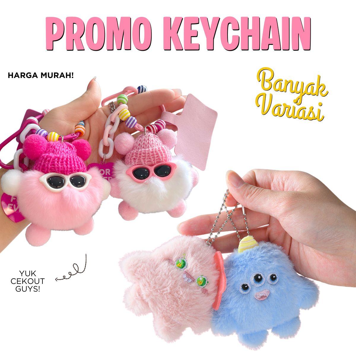 PROMO Gantungan Kunci Boneka Lucu Karakter Kartun Imut Tebal Gantungan Tas Motor Kunci