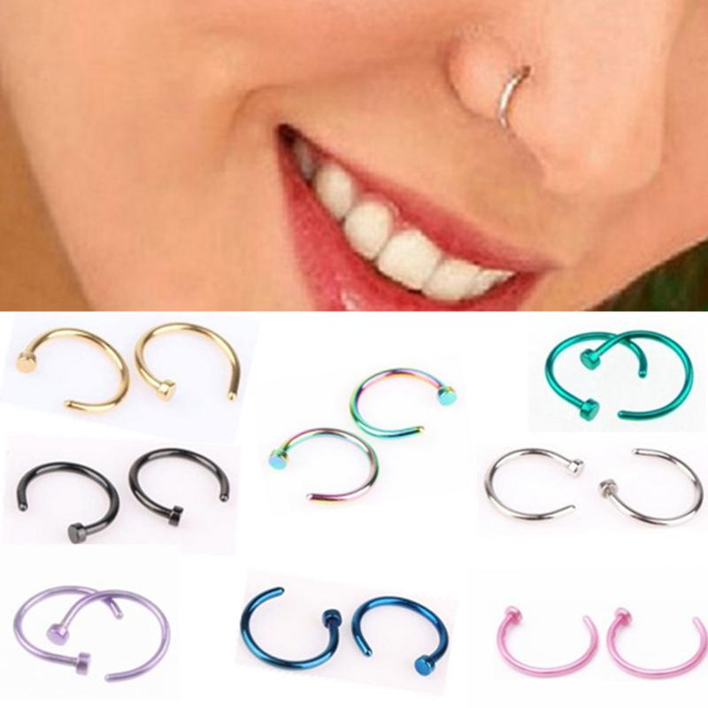 Cincin Hidung Keluli Tahan Karat, Gaya C Badan, Barang Kemas Klip Tanpa Tindik, Untuk Wanita dan Lelaki, 1PC 0