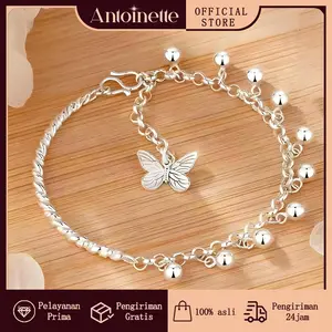 Antoinette Gelang Kupu-kupu Perak S925 Desain Vintage Bell Eksklusif dan Mewah, Hadiah Ulang Tahun untuk Teman, Ukuran Dapat Disesuaikan, Tahan Karat, dan Warna Tahan Lama