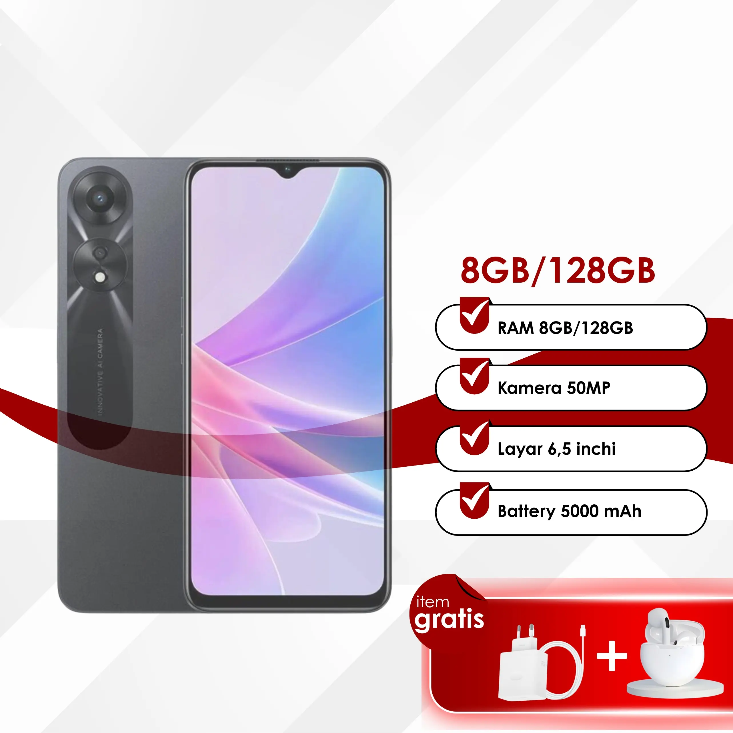 A 7 8 Ram 8GB+128GB Kamerra 50MP Layar 6.7inchi Jaringan 5G Fullset Bergaransi