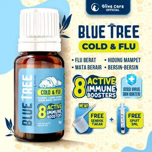 Olive Care Vitamin Obat Kucing BLUE TREE Cold & Flu dengan 8 Bahan Aktif Immune Booster untuk Mengatasi Sakit Flu & Pilek Berat, Hidung Tersumbat, Bersin-Bersin, Mata Berair, Basmi Bakteri dan Virus, Tingkatkan Sistem Imun/Daya Tahan Tubuh