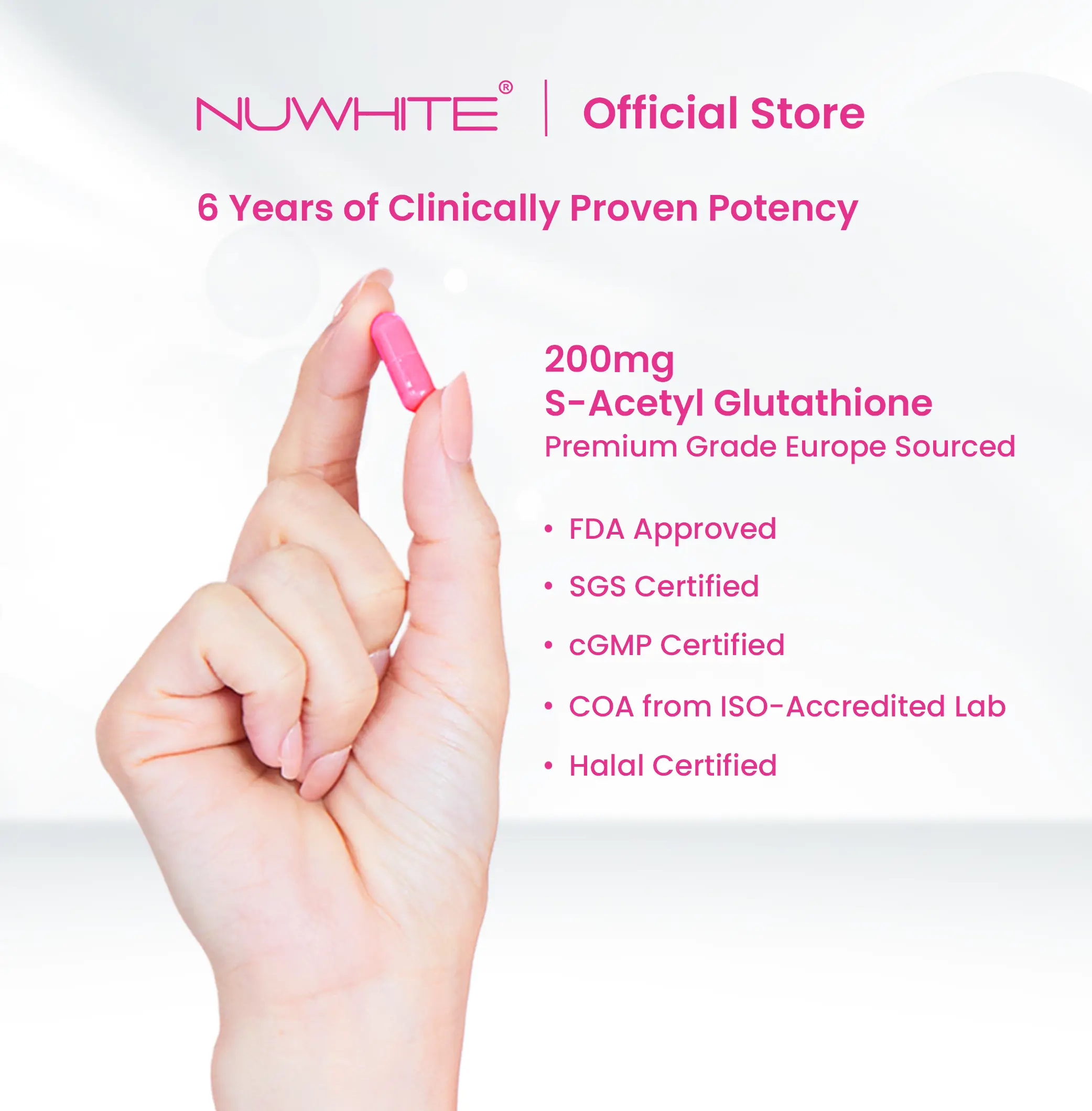 NUWHITE S-Acetyl Glutathione - 200mg of S-Acetyl Glutathione