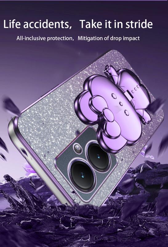 Product Introduction of New Phone Casing For OPPO Reno 13 Pro 5G 13F 12 Pro 12F 11F 11 Pro Reno13Pro A3x A3 Pro 5G A79 A60 A18 A38 A58 Soft Case Glitter Paper + Rabbit Mirror Bracket Holder Electroplated Phone Case 7