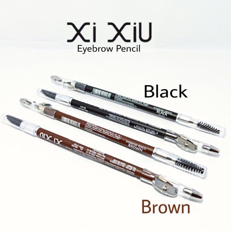 Xi Xiu Pensil Alis 2 in 1 Black Brown- Tekstur Creamy dan Pigmented - Pencil, Waterproof Eyebrow 1