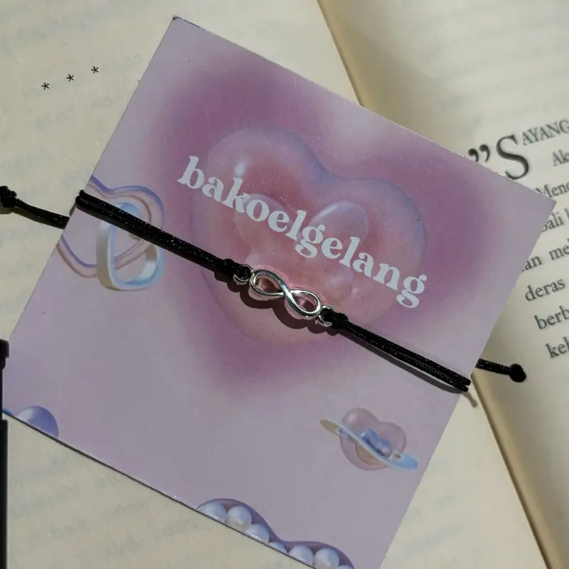 Gelang infinity untuk pasangan dan besti aksesoris gelang tangan simpel tali tipis aesthetic model casual dan trendy korean style tali serut adjustabe bisa dibesar kecilkan harga termurah 5