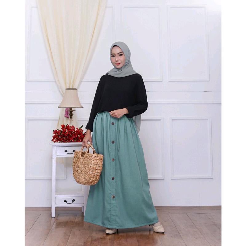 OLIN SKIRT - ROK KANCING SUPERNOVA - BUTTON SKIRT - ROK POLOS AKSEN KANCING - ANDROK KANCING - ROK KANCING KOREA - ROK KOREAN STYLE - ROK KOREA KEKINIAN - ROK KANCING PANJANG - ROK KANCING POLOS - ROK PROMO - COD ROK 0