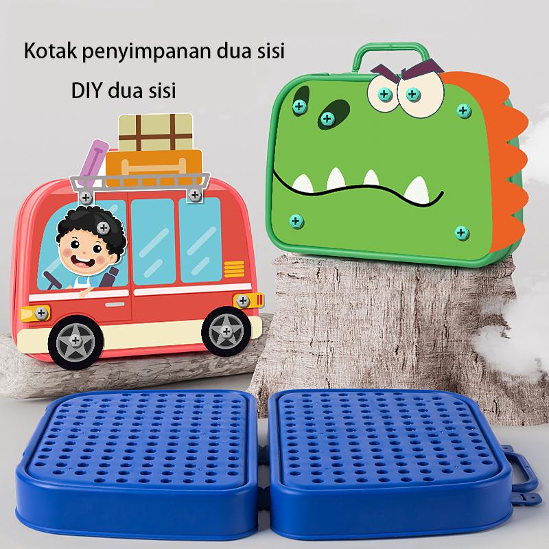 Product Introduction of 230PCS Mainan Dinosaurs Tool Box Set Anak 3D Mainan Edukasi Anak 4 Tahun DIY Merakit Kotak Alat 16