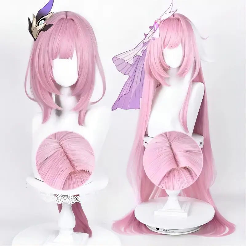 Honkai Impact 3rd Elysia Cosplay Wig Long Straight Pink Heat Resistant Fiber Hair Halloween Woman Cute Wigs