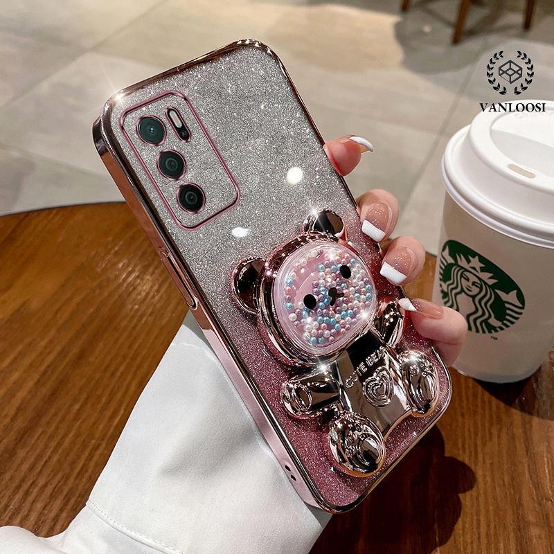 Product Introduction of Casing for OPPO A16 A16S A54S OPPO CPH2269 Sparkling Powder Electroplated Soft Shell Cute Rainbow Bear Phone Case Lens Full Coverage Anti Drop 15