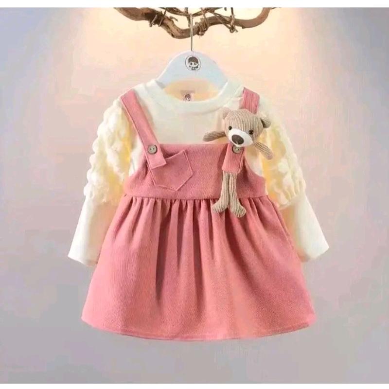 04-DRES  ANAK CEWEK LENGAN JAGUNG USIA 6bln-3THN Gaun Perempuan Katun Bayi 3