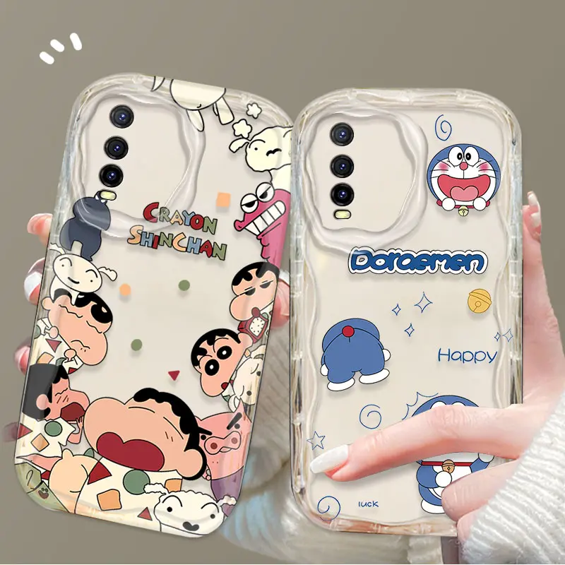 Cocok untuk VIVO Y20 Y20S Y12S Y12A Y20A Y20I V2029 V2027 V2052 V2129 Kotak pelindung ponsel Gaya gadis sederhana dan imut Cakupan penuh kamera ponsel transparan tahan guncangan Anti-jatuh cangkang lunak Bahan TPU silikon Kartun Casing 1