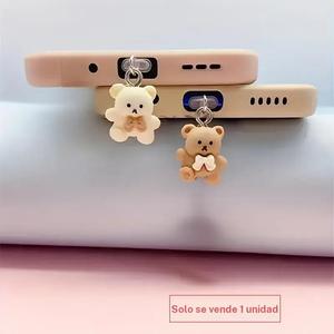 Tapón contra polvo con diseño de oso lindo para puerto de carga de teléfono, 1 unidad de tapón contra polvo para teléfono, Accesorios únicos para celular para mujeres y niñas
