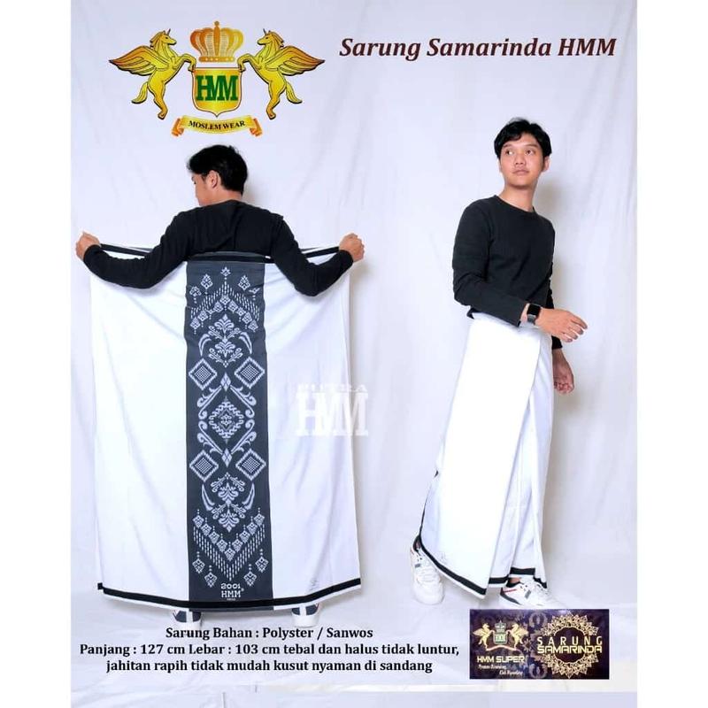 SARUNG HMM POLOS PUTIH MOTIF PINTU ACEH SARUNG SANTRI DEWASA  BISA COD nyaman muslim  corak Hitam Katun Pria 1