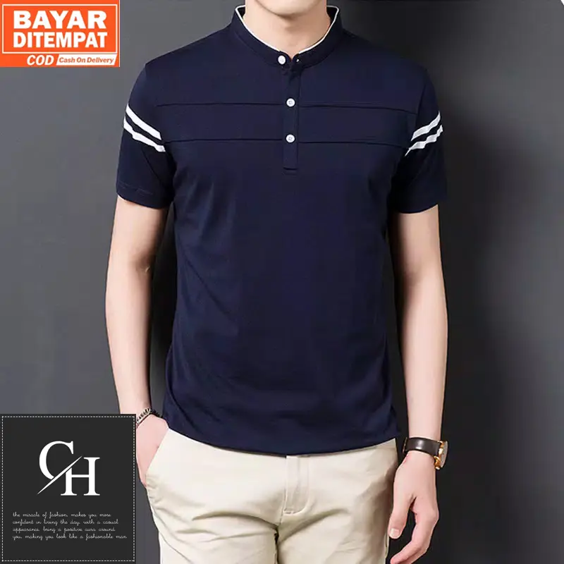 Kaos Pria ZAYN Warna Biru Navy Polos / Kaos Keren Distro Bandung / Kaos Cowok Korea 0